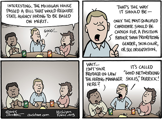 Political Cartoon: Hiring on merit only?