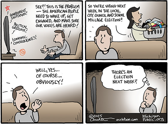 Political cartoon: Well, yes. Of course. Obviously.