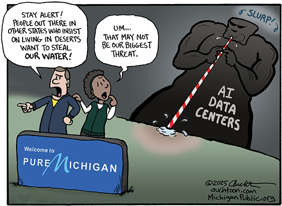 Political cartoon: Stay Alert, Michigan