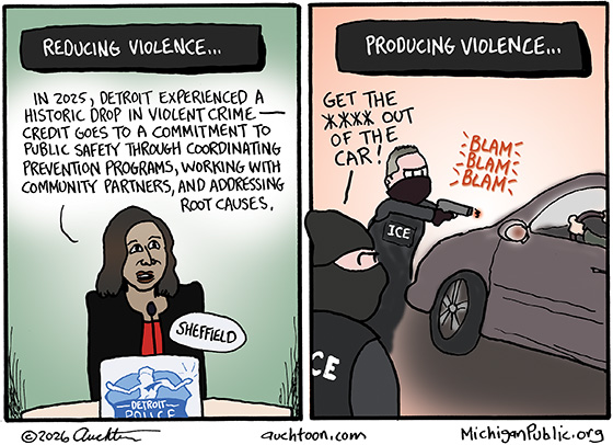Political Cartoon: Reducing Violence, Producing Violence